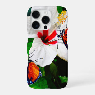 ハイビスカスの花と2タイガーの蝶 iPhone 16 PROケース
