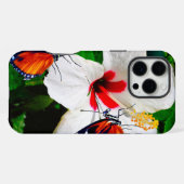 ハイビスカスの花と2タイガーの蝶 iPhoneケース (裏面横)