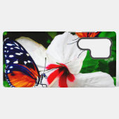 ハイビスカスの花と2タイガーの蝶 SAMSUNG GALAXYケース (裏面横)