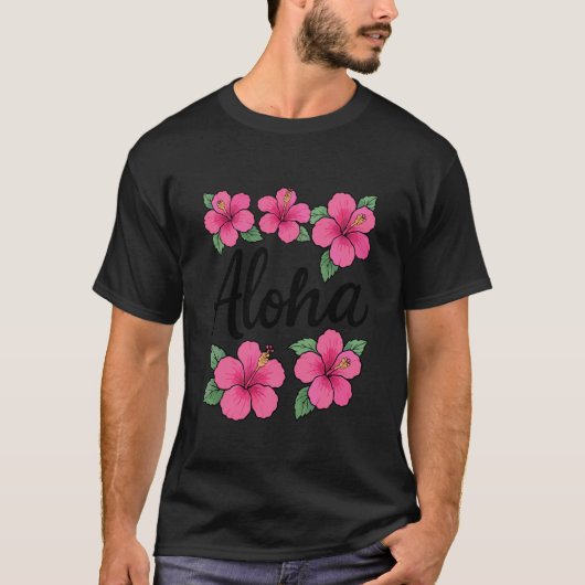 ハイビスカスの花のアロハ Tシャツ (正面)