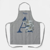 ハイビスカスの花のイニシャルA パーソナライズ エプロン (正面)