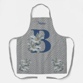 ハイビスカスの花のイニシャルB名前 エプロン (正面)