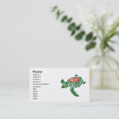ハイビスカスの花のウミガメの名刺 名刺 (スタンド正面)
