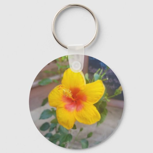 ハイビスカスの花のキーチェーン キーホルダー (正面)