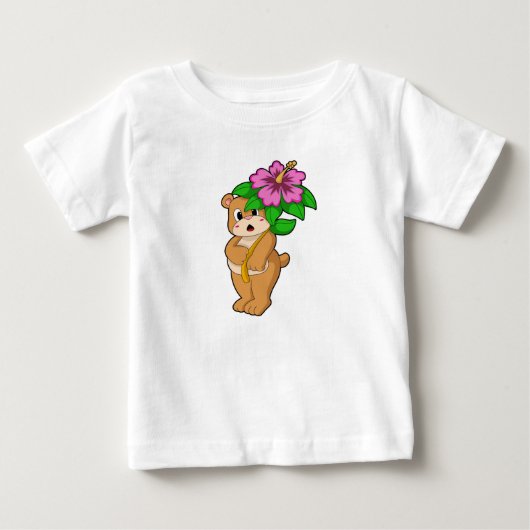 ハイビスカスの花のクマ ベビーTシャツ (正面)