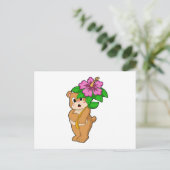 ハイビスカスの花のクマ ポストカード (スタンド正面)