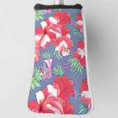 ハイビスカスの花のシームレスな花柄 ゴルフヘッドカバー (回転90)