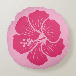 ハイビスカスの花のホットピンクアウトライン描画 ラウンドクッション