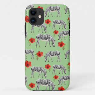 ハイビスカスの花の中のゼブラ iPhone 11 ケース