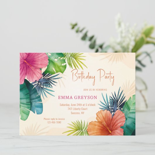 ハイビスカスの花の招待状 招待状 (スタンド正面)