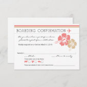 ハイビスカスの花の搭乗券 RSVP 返信カード (正面/裏面)