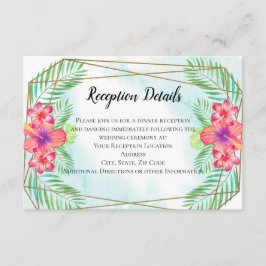 ハイビスカスの花の水彩ビーチフェンス エンクロージャーカード