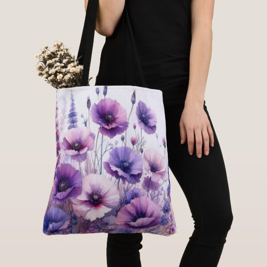 ハイビスカスの花の紫のトートバッグ トートバッグ (クローズアップ)