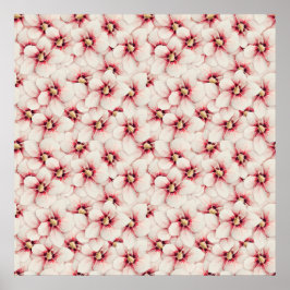 ハイビスカスの花の継ぎ目のないパターン ポスター