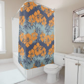 ハイビスカスの花の継ぎ目のない模様、ヴィンテージフローラw シャワーカーテン (インサイチュ)