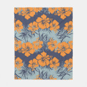 ハイビスカスの花の継ぎ目のない模様、ヴィンテージフローラw フリースブランケット (正面)