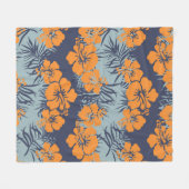 ハイビスカスの花の継ぎ目のない模様、ヴィンテージフローラw フリースブランケット (正面(横))