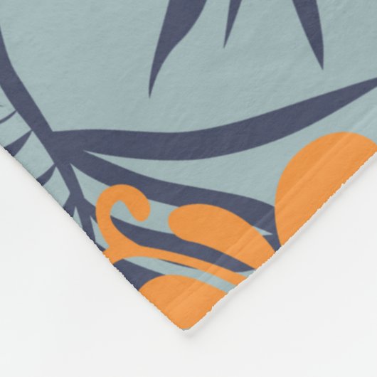 ハイビスカスの花の継ぎ目のない模様、ヴィンテージフローラw フリースブランケット (角)