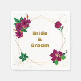 ハイビスカスの花は葉緑結婚色の スタンダードカクテルナプキン