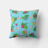 ハイビスカスの花を持つフラミンゴの鳥 クッション (裏面)