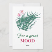 ハイビスカスの花を葉持つ緑の熱帯ヤシの花 シーズンカード (裏面)