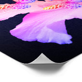 ハイビスカスの花カラフルと蝶の黒 ポスター (角)