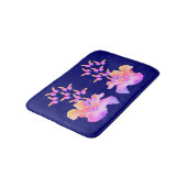 ハイビスカスの花カラフルと蝶 バスマット (アングル)