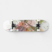 ハイビスカスの花及び水彩画の背景 スケートボード (横)