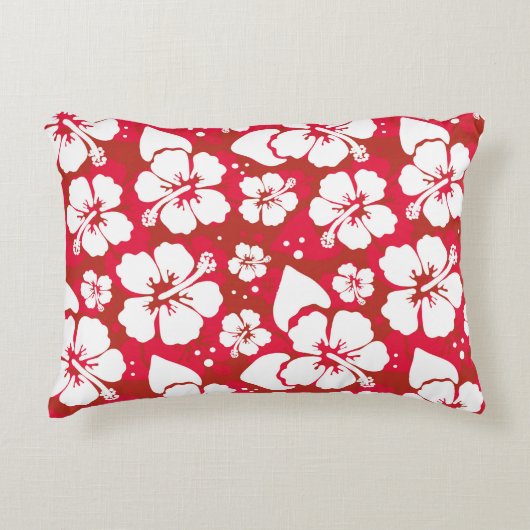 ハイビスカスの花模様 アクセントクッション (正面)