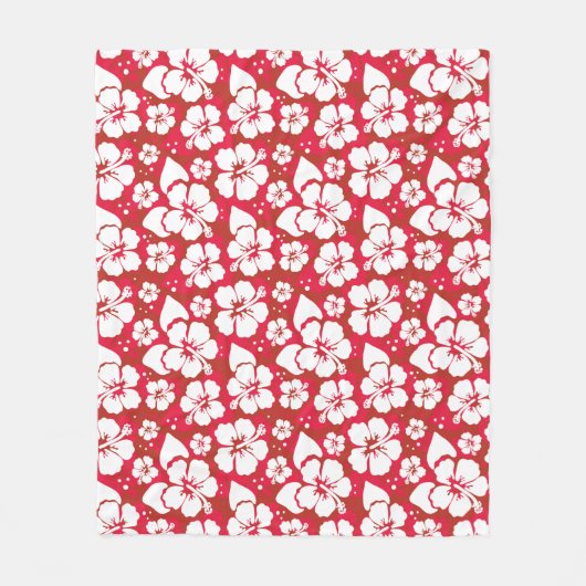 ハイビスカスの花模様 フリースブランケット (正面)