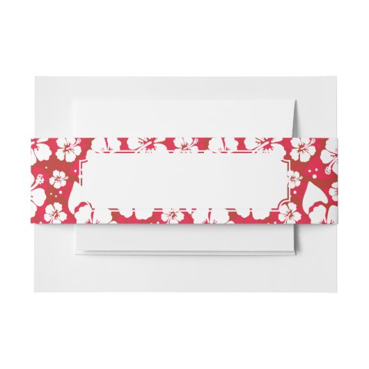 ハイビスカスの花模様 招待状ベリーバンド (正面例)