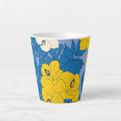 ハイビスカスの花葉と カフェラテマグ (正面)