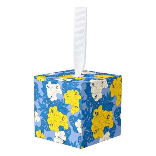 ハイビスカスの花葉と キューブオーナメント (正面アングル)