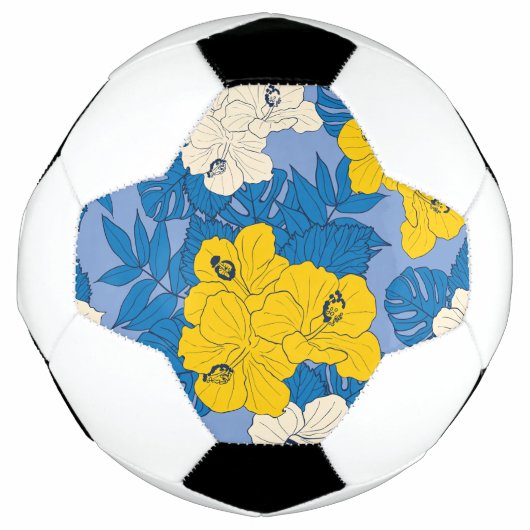 ハイビスカスの花葉と サッカーボール (正面)