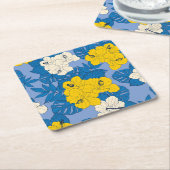 ハイビスカスの花葉と スクエアペーパーコースター (アングル)