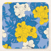 ハイビスカスの花葉と スクエアペーパーコースター (正面)