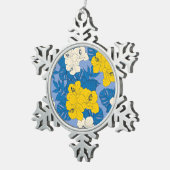 ハイビスカスの花葉と スノーフレークピューターオーナメント (右)