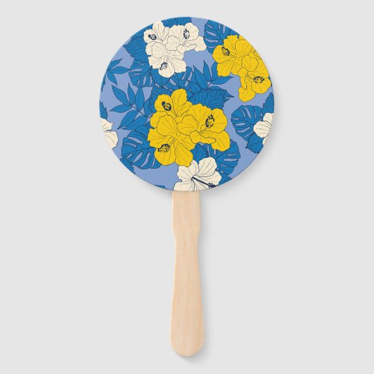 ハイビスカスの花葉と ハンドファン (正面)