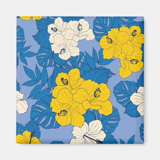 ハイビスカスの花葉と マグネット (正面)