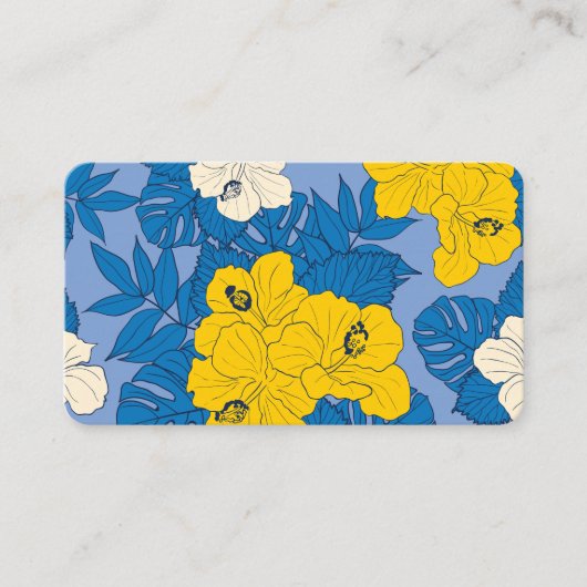 ハイビスカスの花葉と 名刺 (正面)