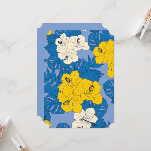 ハイビスカスの花葉と 招待状 (正面/裏面インサイチュ)