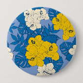 ハイビスカスの花葉と 缶バッジ (正面)