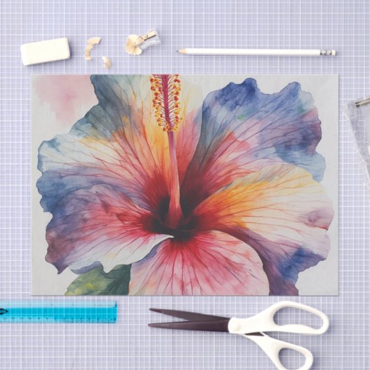 ハイビスカスの花開く 薄葉紙 (クラフト)