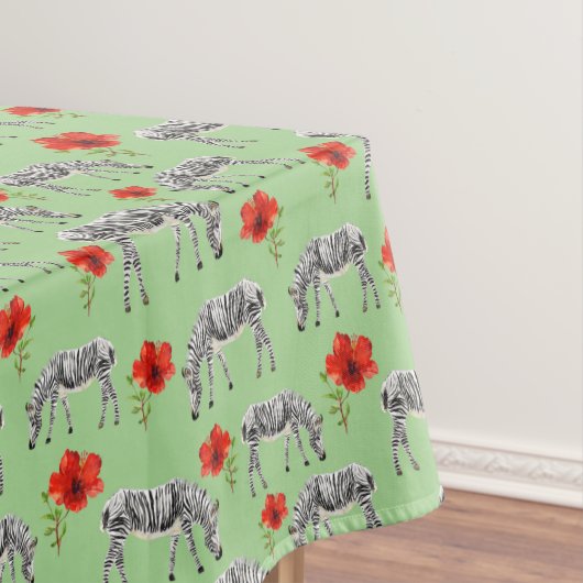 ハイビスカスの花間のシマウマ テーブルクロス (インサイチュ)