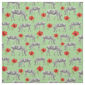 ハイビスカスの花間のシマウマ ファブリック (見本)