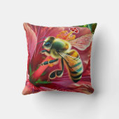 ハイビスカスの花鮮やかを受粉させるミツバチ クッション (裏面)