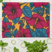 ハイビスカスの花 キッチンタオル (折り畳み)