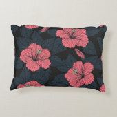 ハイビスカスの花:ダークシームレスの壁紙。 アクセントクッション (裏面)