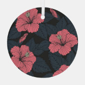 ハイビスカスの花:ダークシームレスの壁紙。 ガラスオーナメント (裏面)