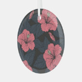 ハイビスカスの花:ダークシームレスの壁紙。 ガラスオーナメント (正面左)